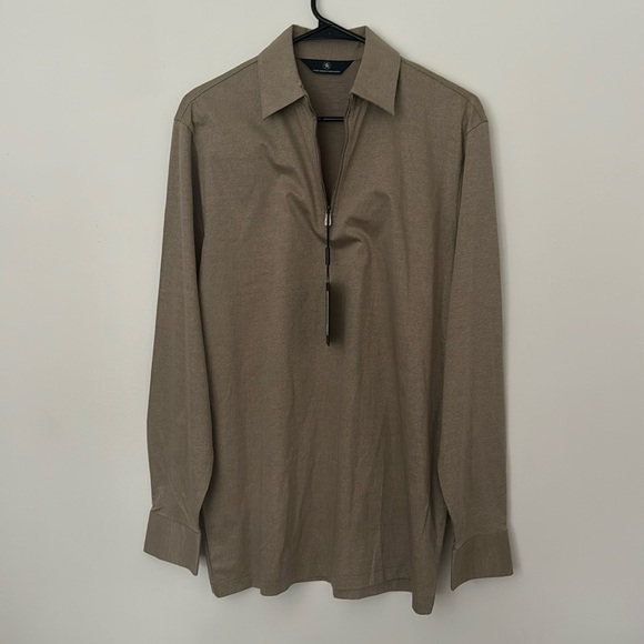 Hart Schaffner Marx Mens L/S 1/2-Zip Pullover Collared Shirt Sz M NWT Brown - Picture 11 of 11